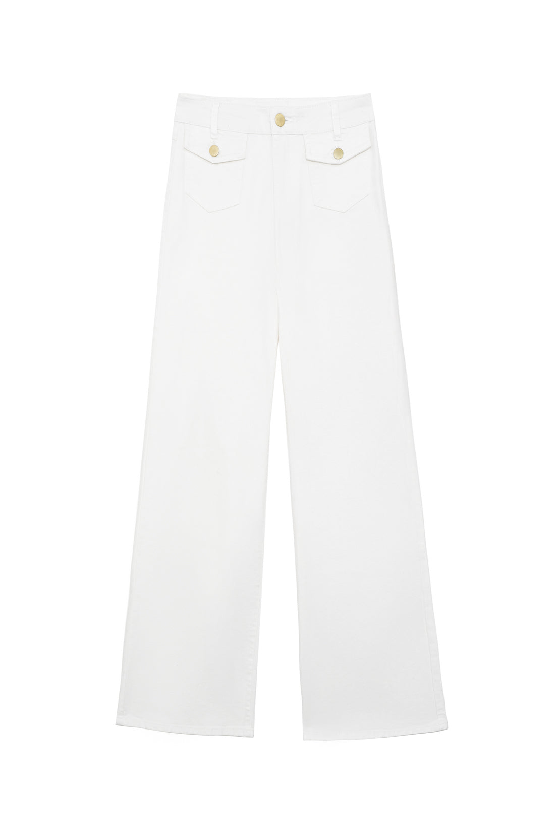 Pantalon flare blanc avec poches à rabat - Peyton