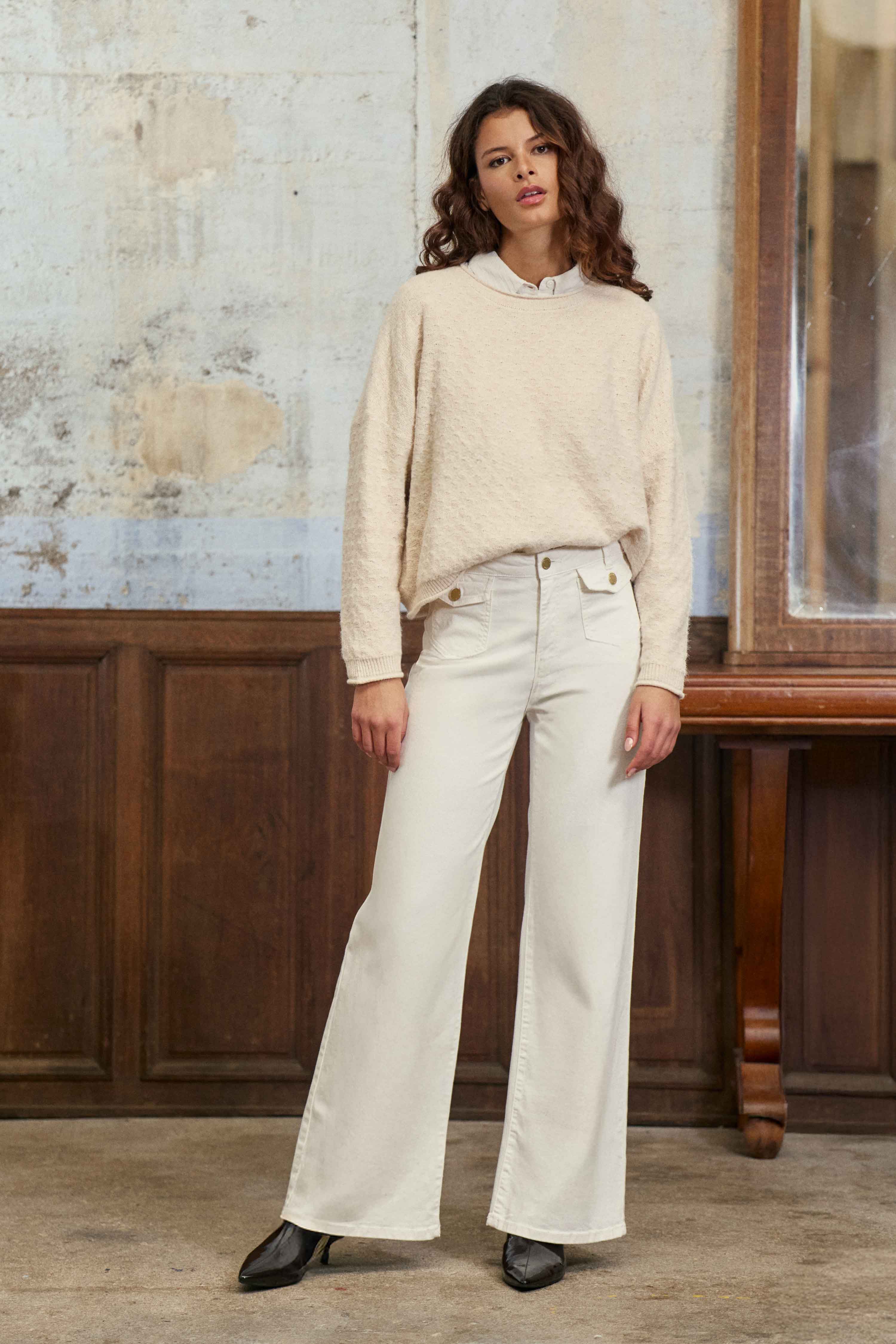Pantalon flare blanc – Peyton