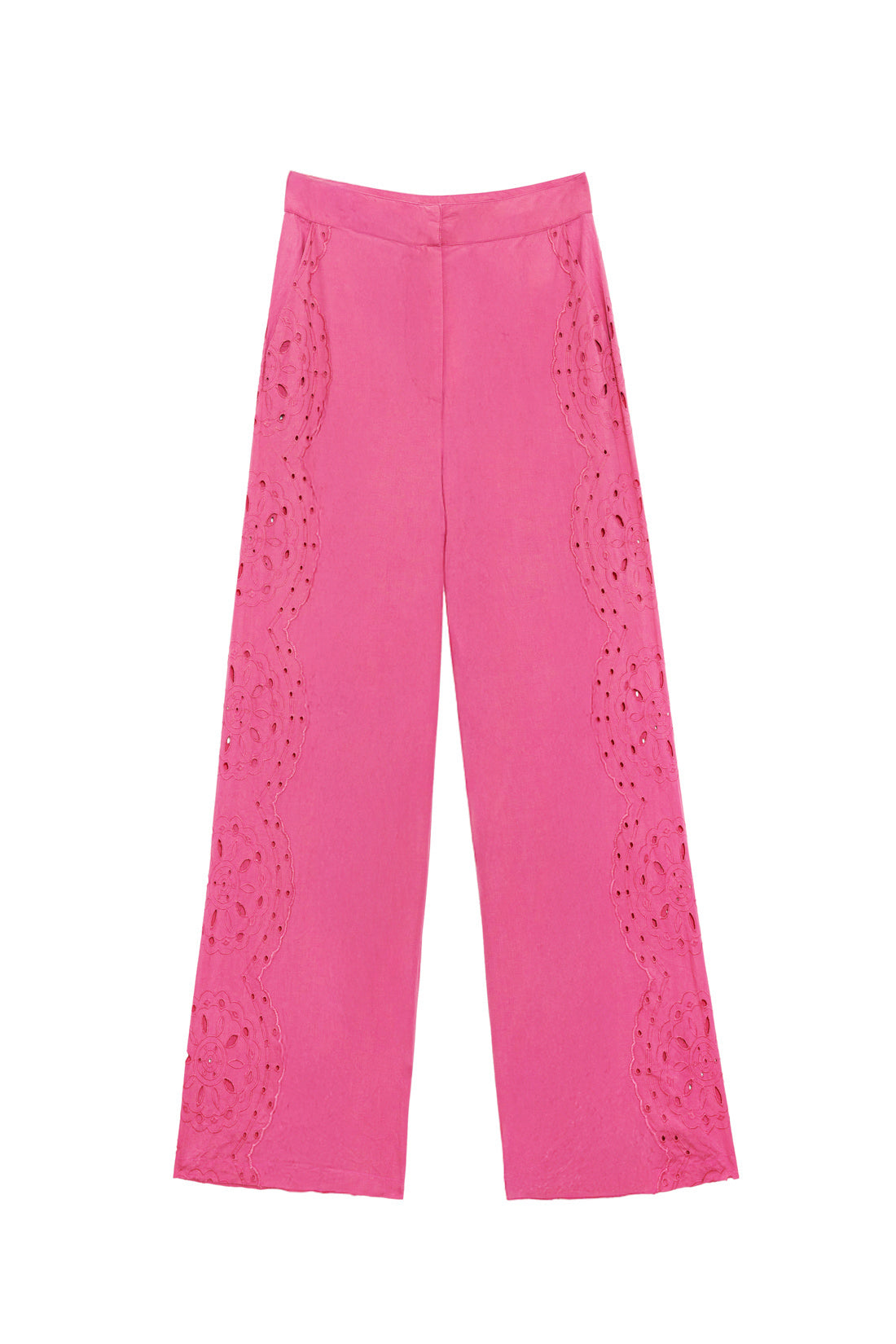 Pantalon droit ajouré rose - Philena