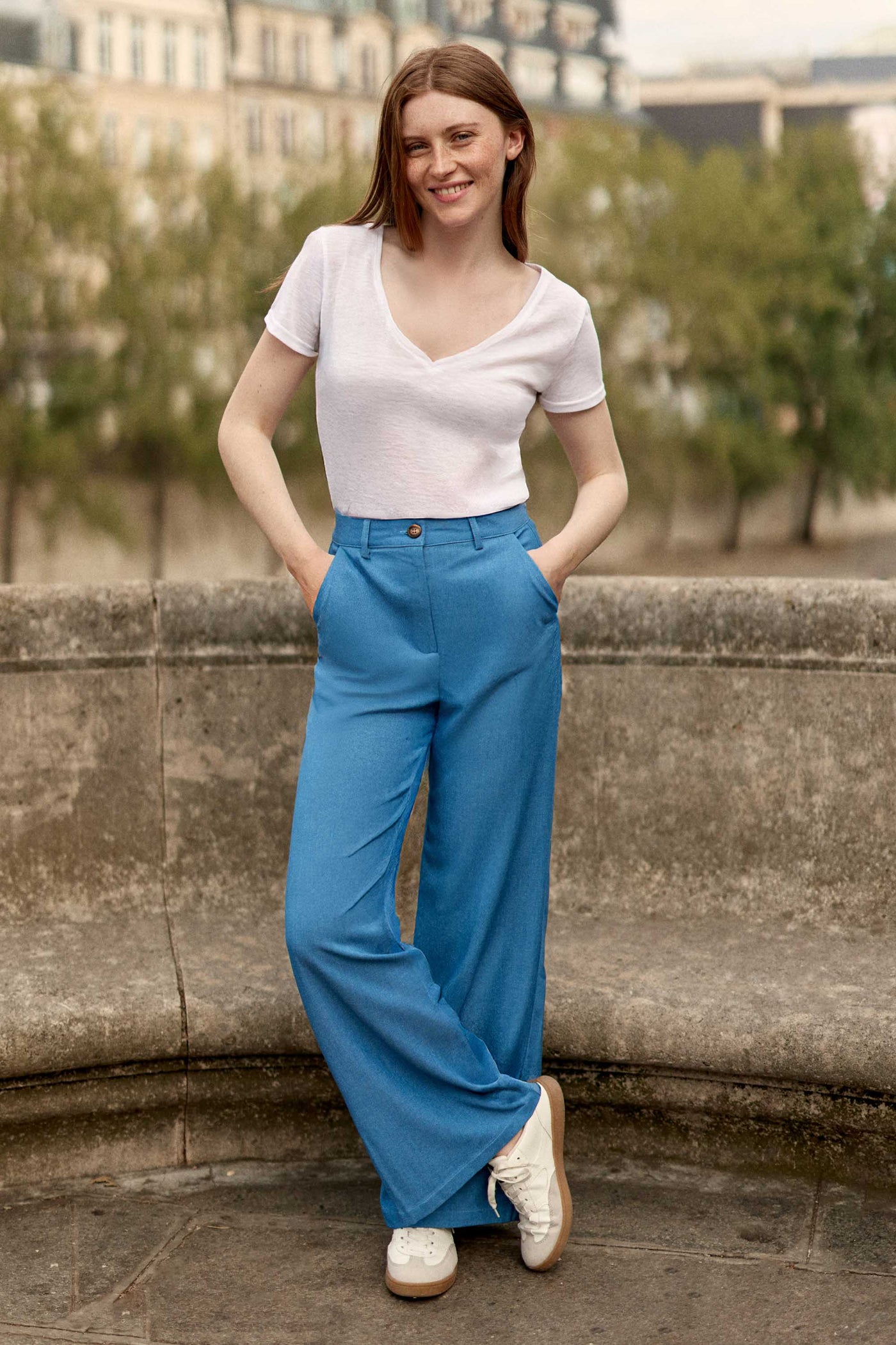 Pantalon de tailleur droit bleu - Pross