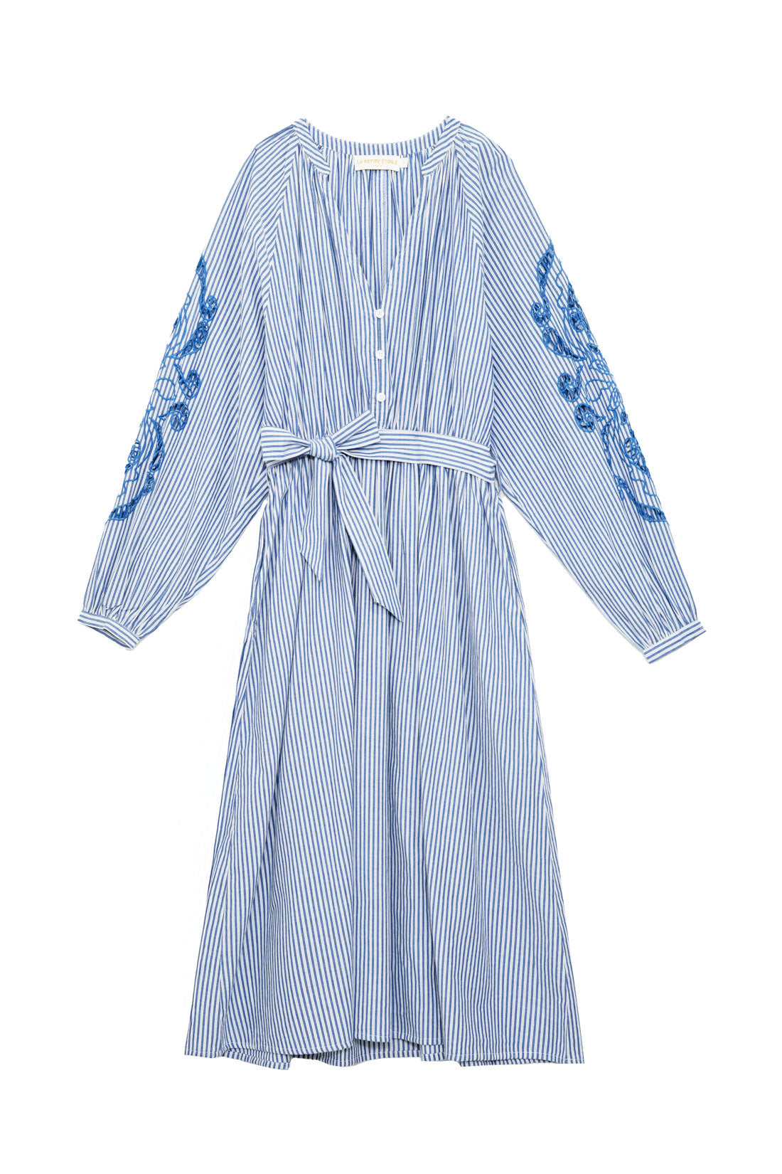 Robe longue rayée avec broderies - Raby