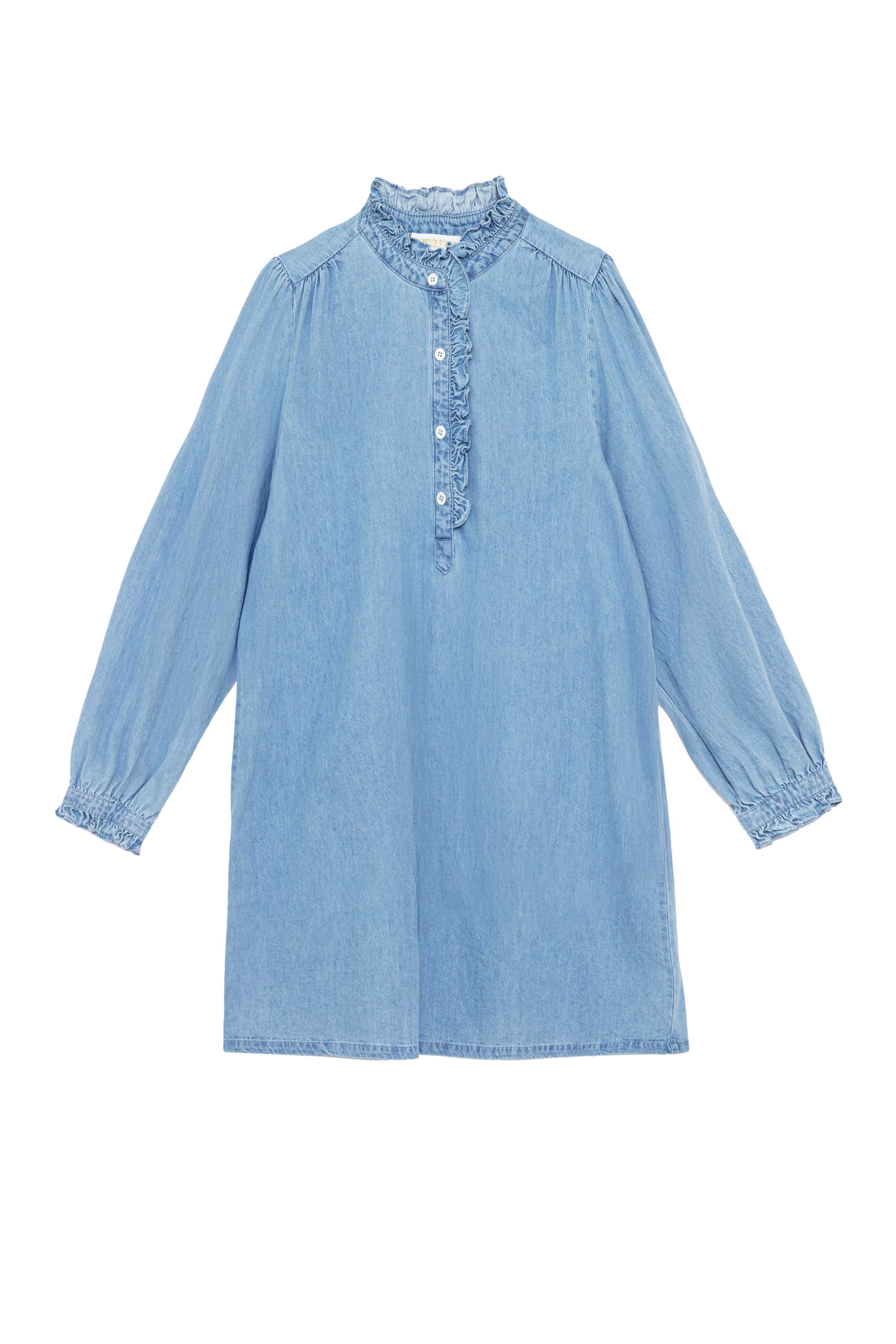 Robe courte col officier en denim – Raity