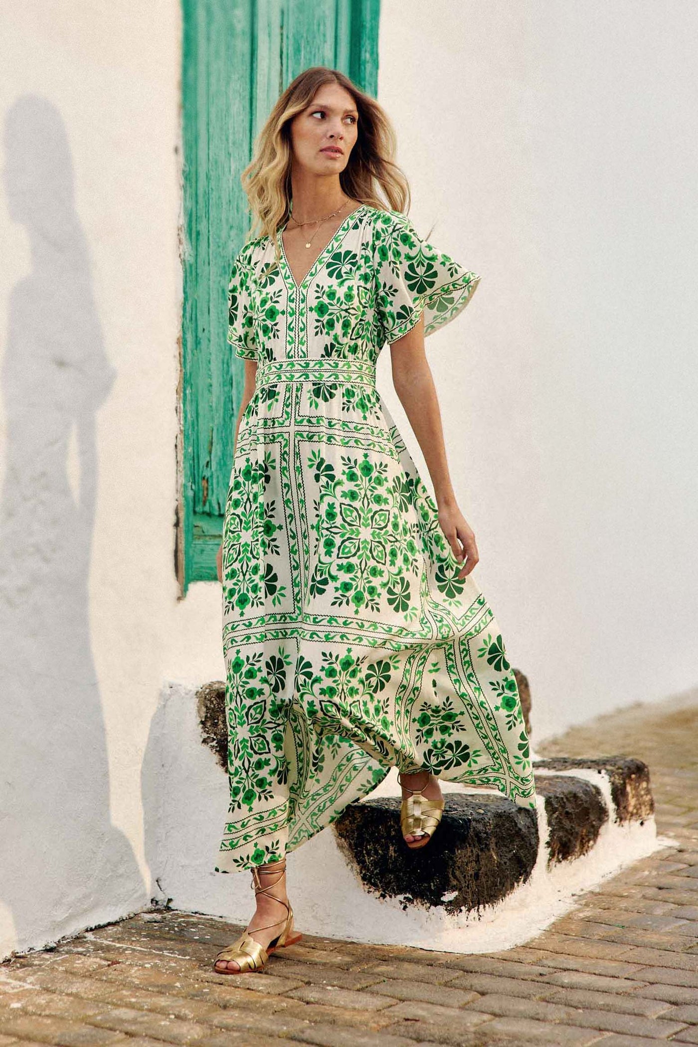 Long green flared dress - Ralia