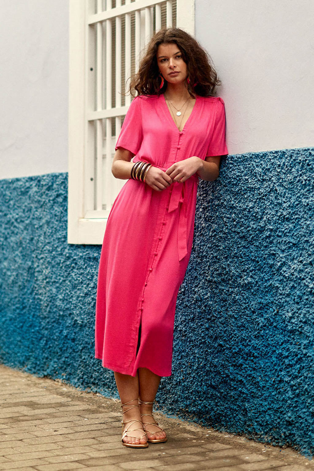 Fuchsia midi dress - Raveny