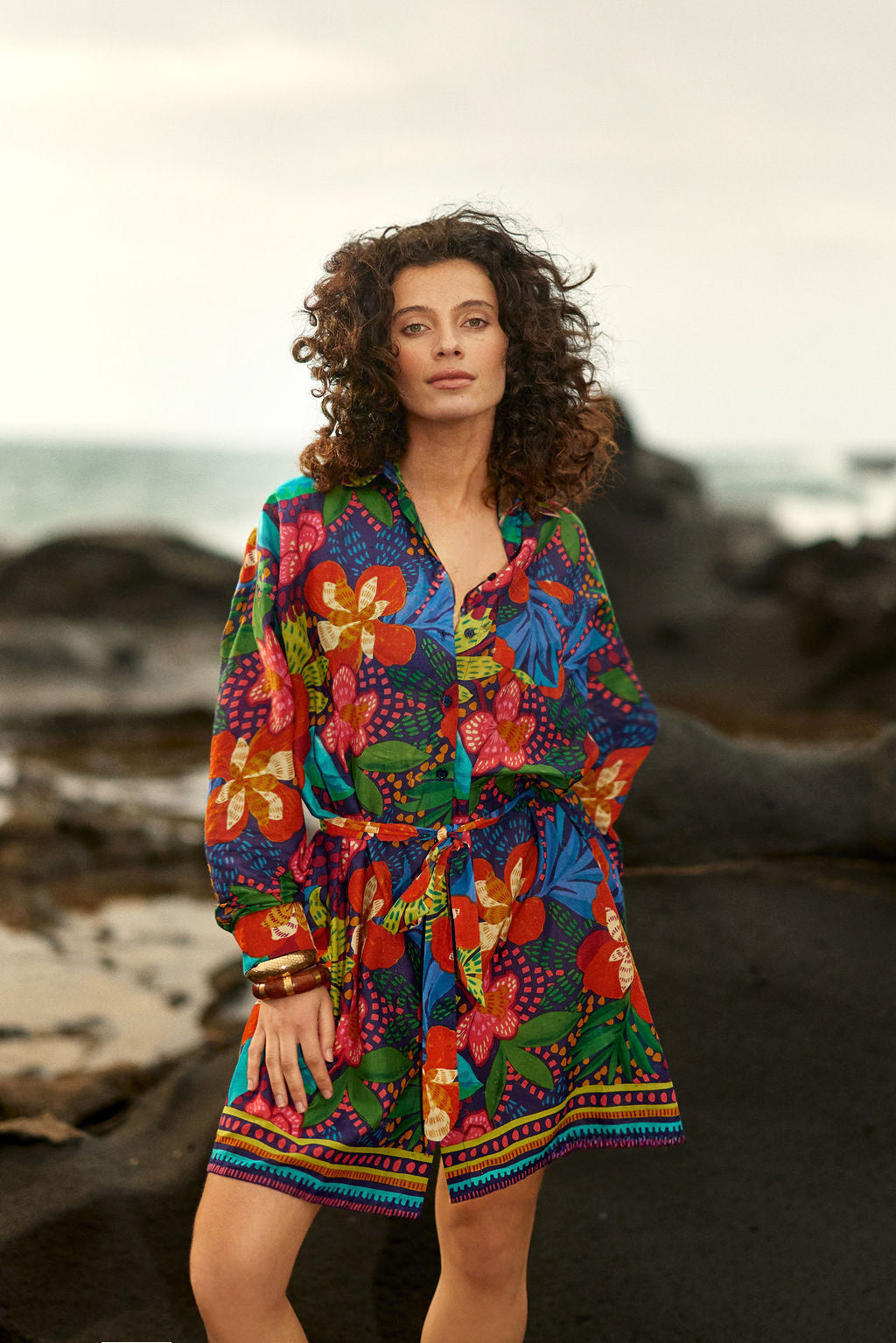 Robe chemise à motif floral - Reeze