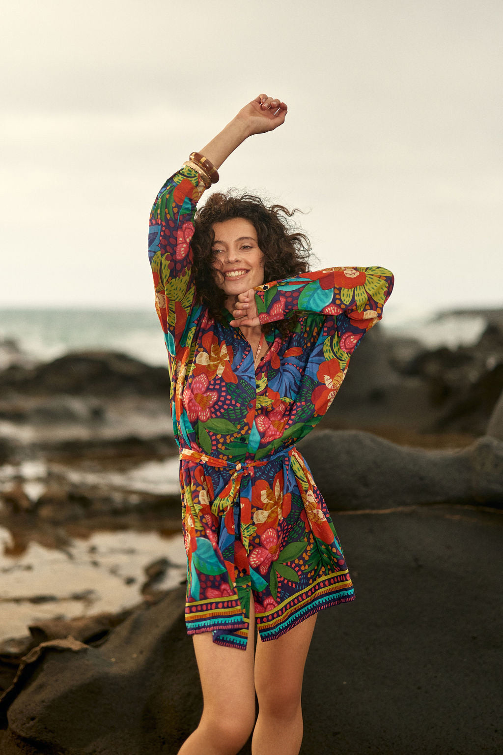Robe chemise à motif floral - Reeze