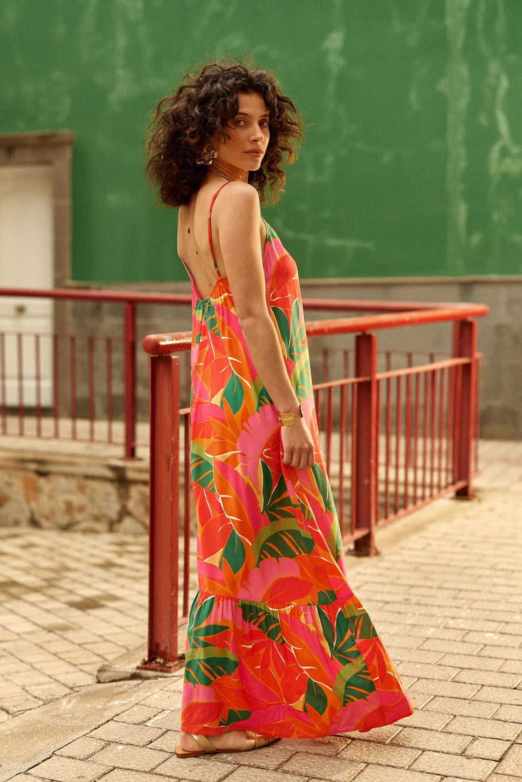 Robe longue à motif tropicolor - Rhona
