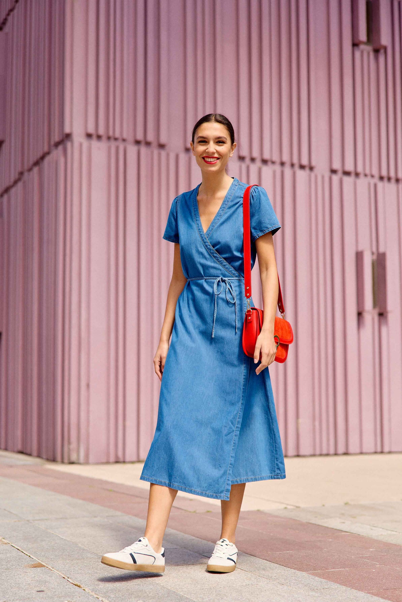 Long denim wash dress - Riley