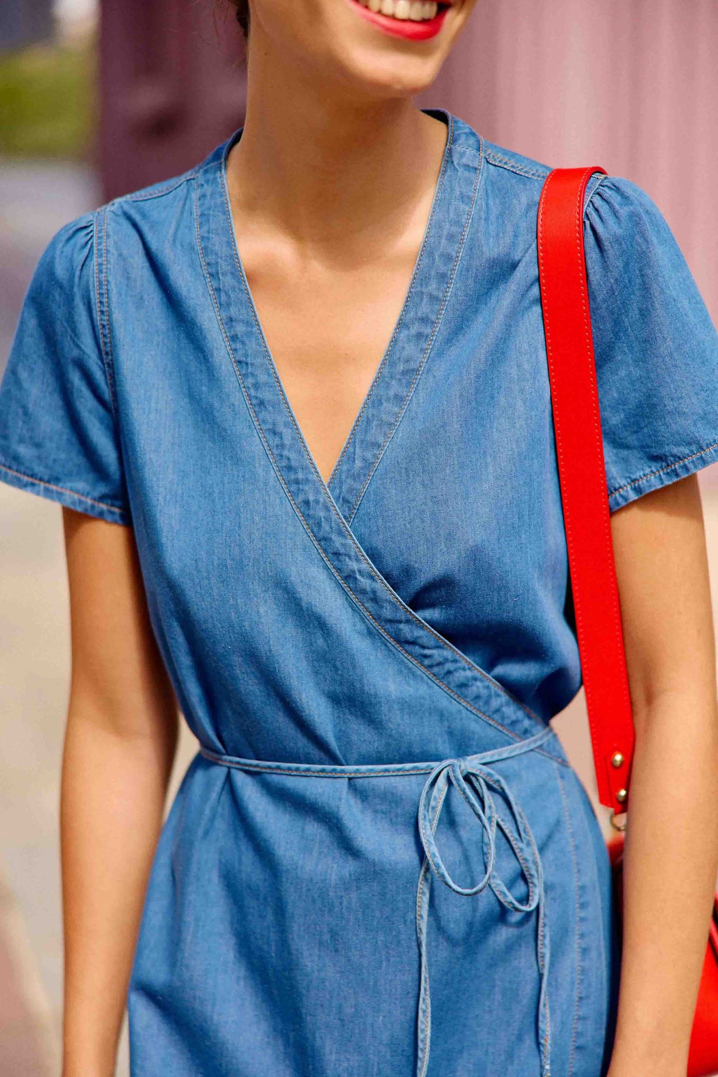 Long denim wash dress - Riley