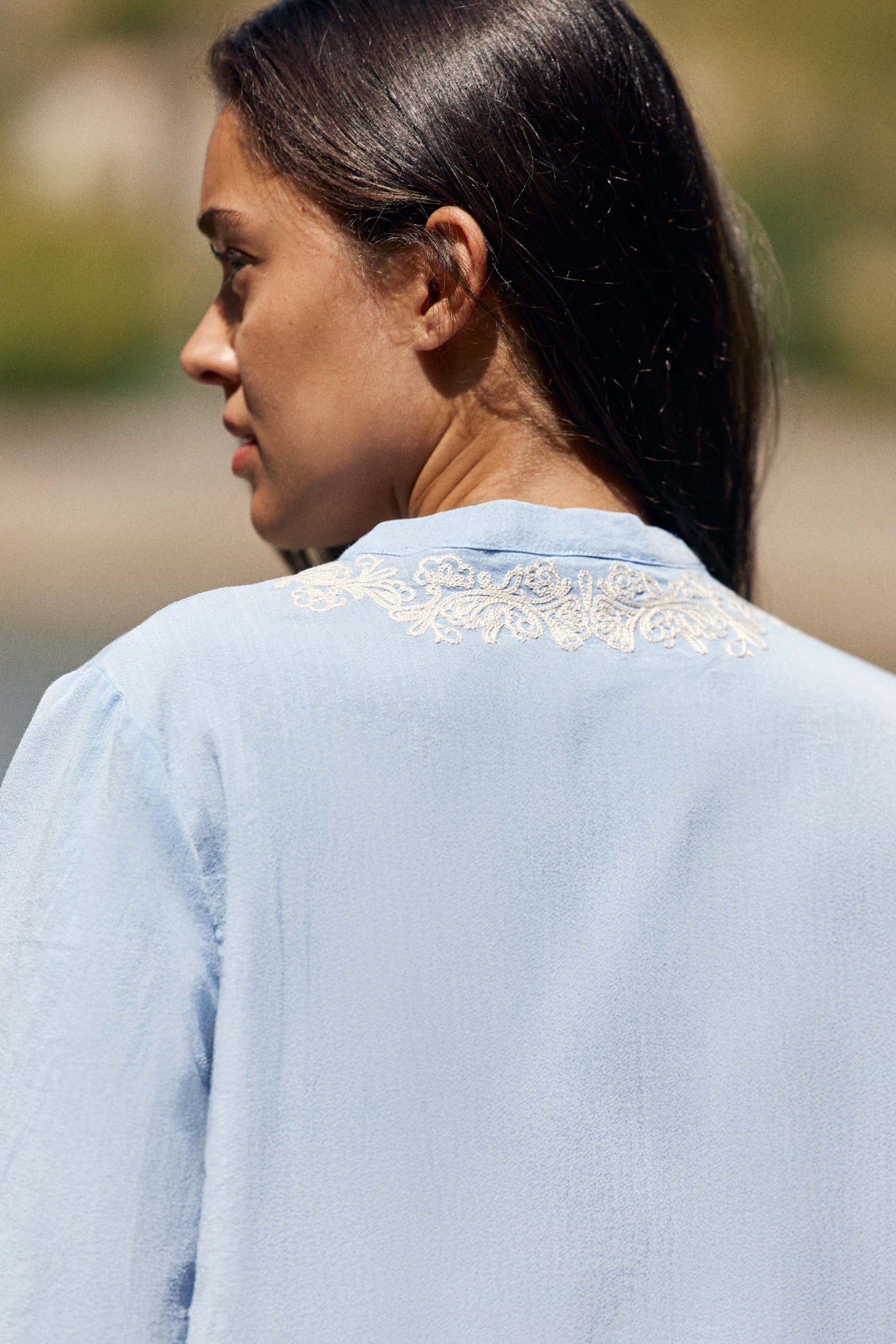 Robe courte évasée bleue ciel - Riman