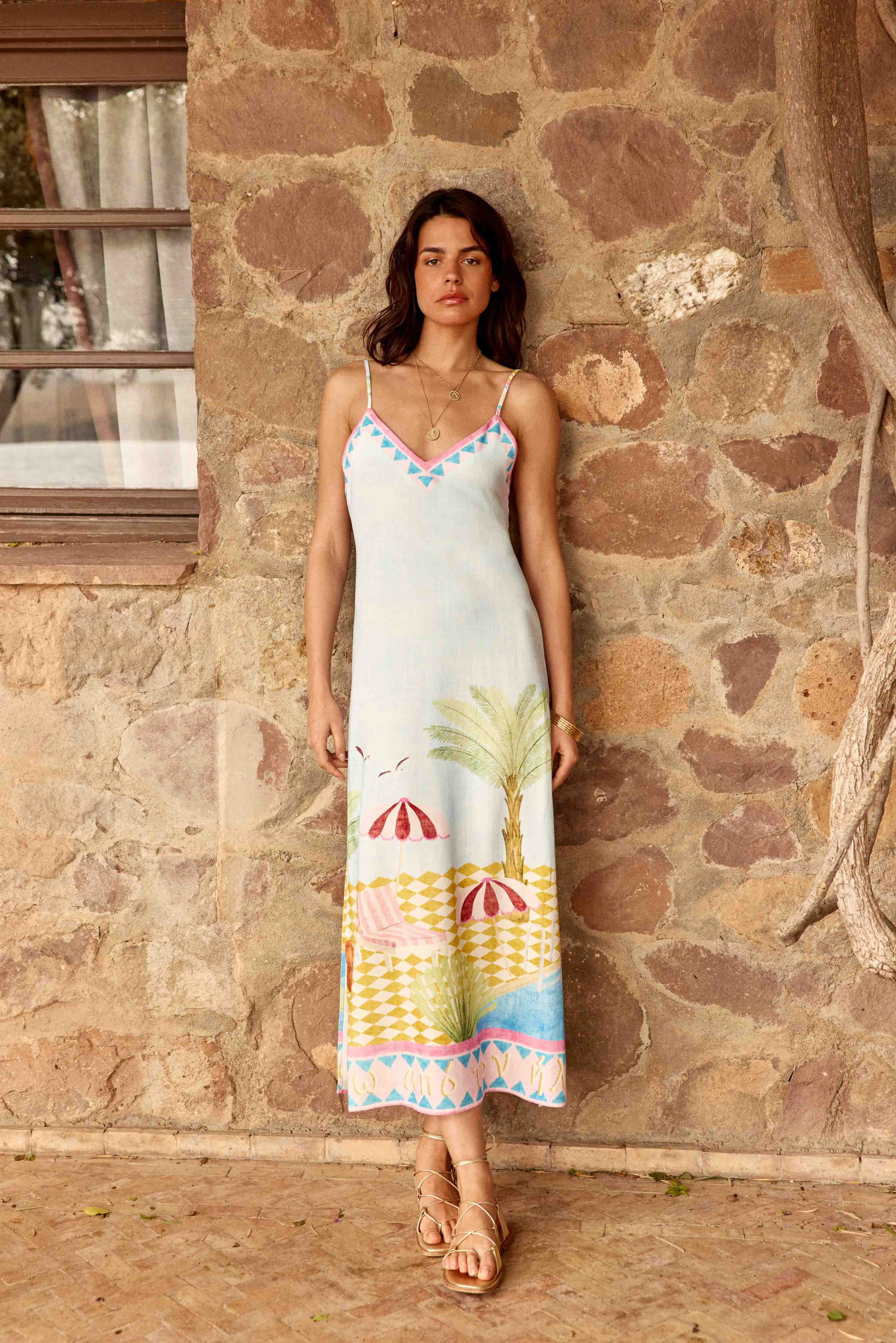 Rinan – Gemustertes langes Kleid