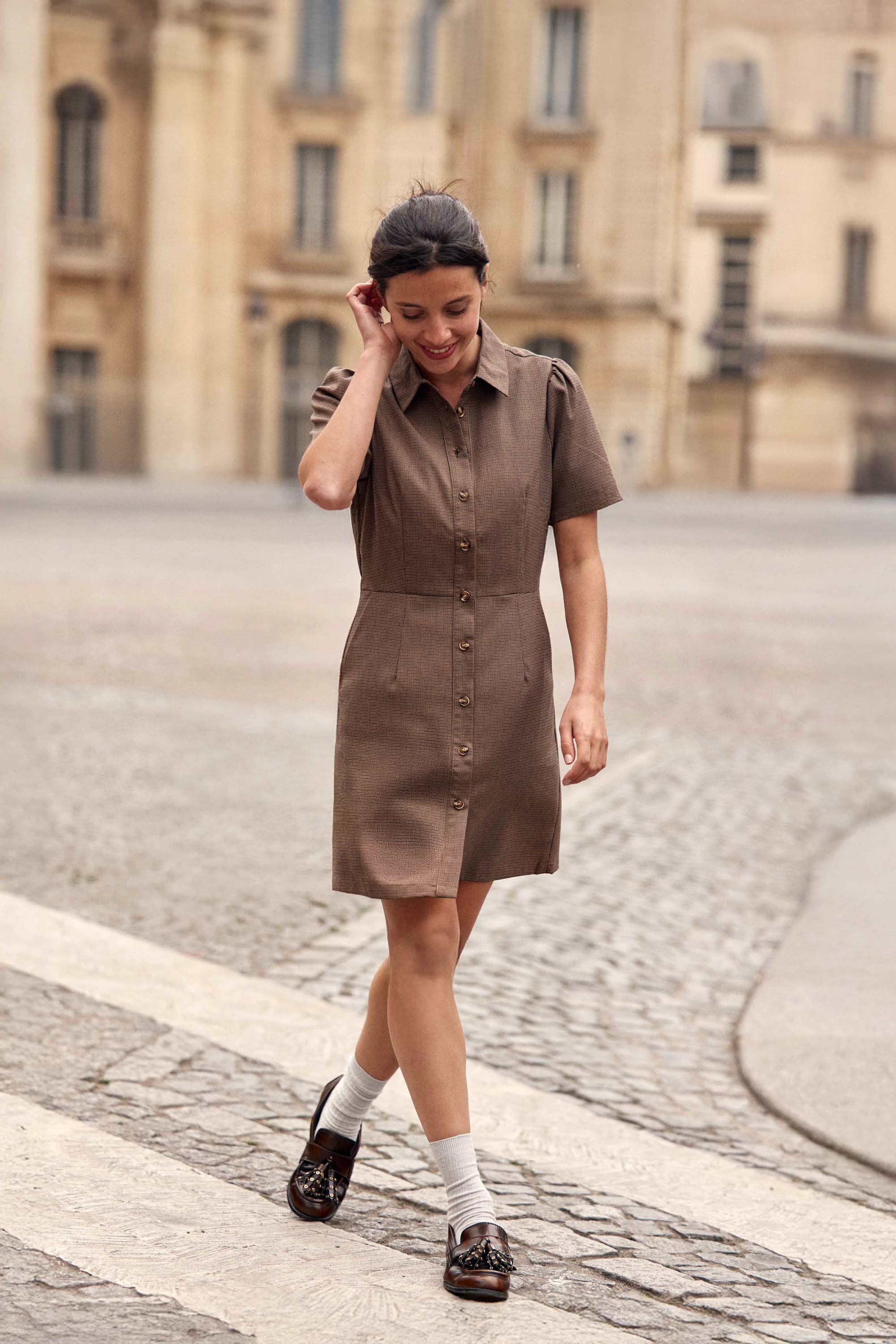 Robe courte Riny - Marron