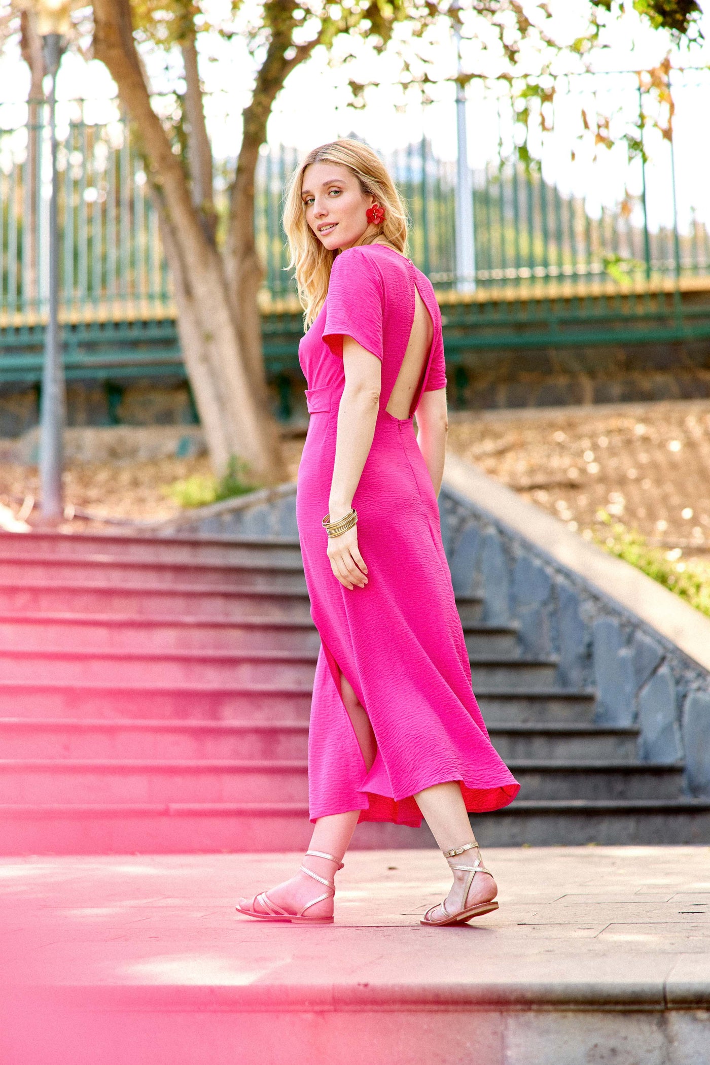 Robe dos nu fuchsia - Rozia