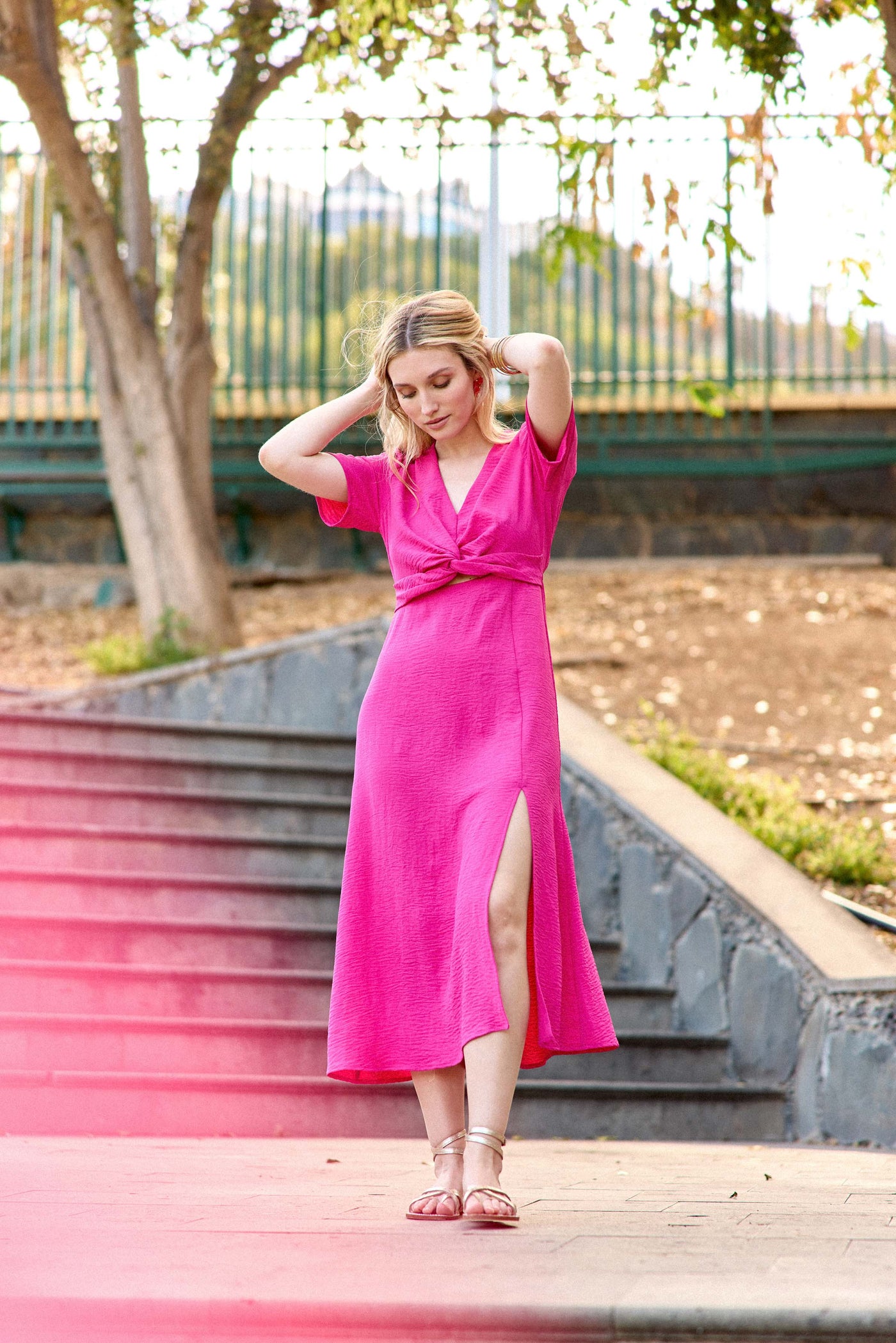 Robe dos nu fuchsia - Rozia