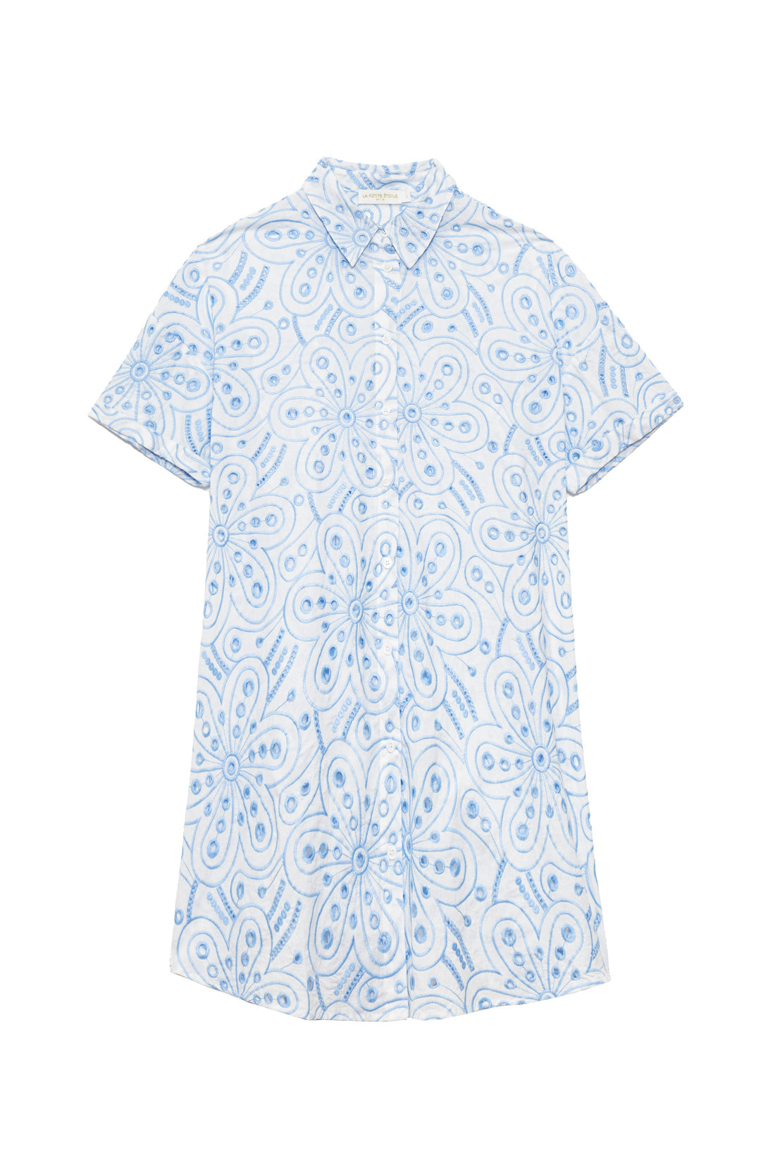 Rylie White/Blue Embroidered Short Dress