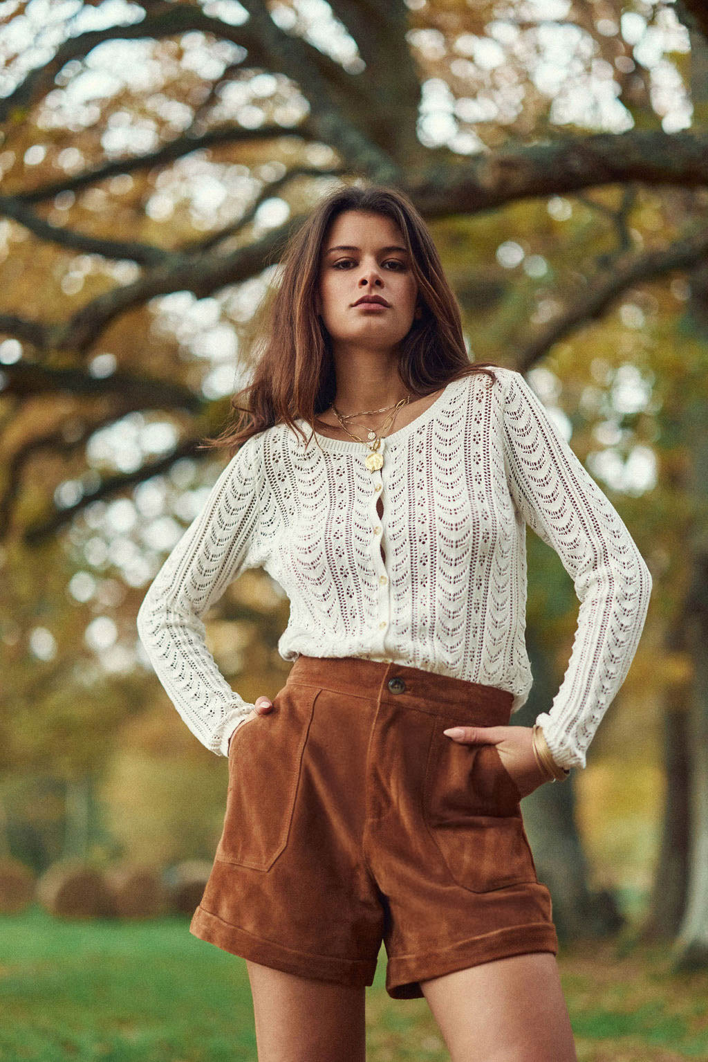 Camel leather shorts - Sidra