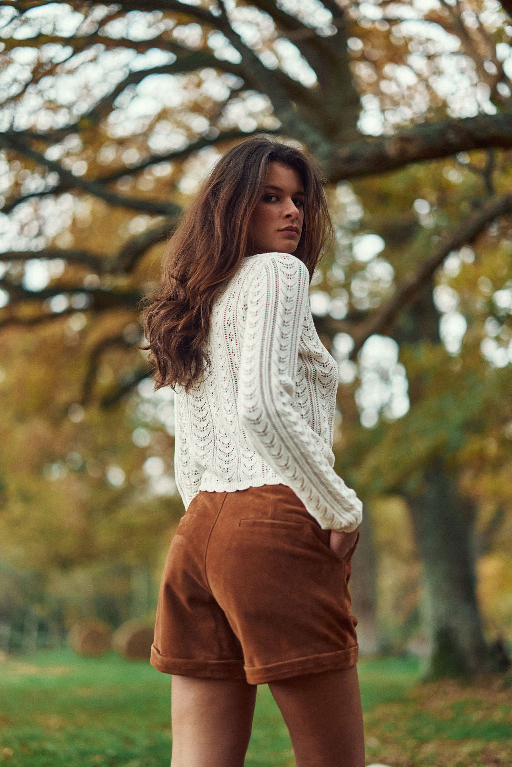 Camel leather shorts - Sidra