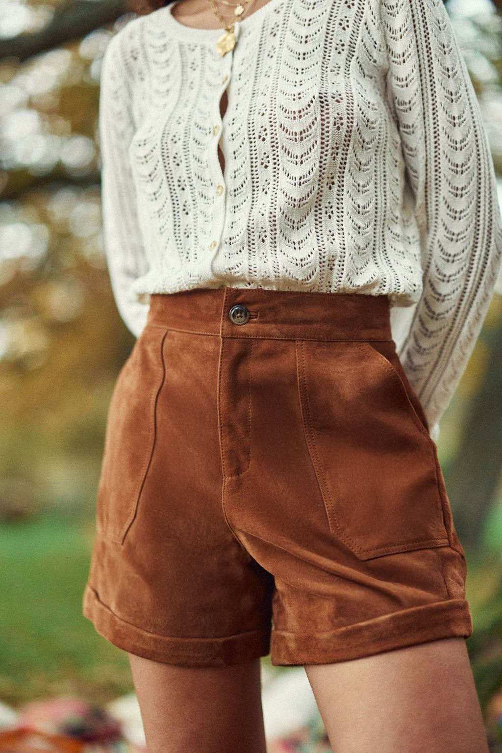 Camel leather shorts - Sidra