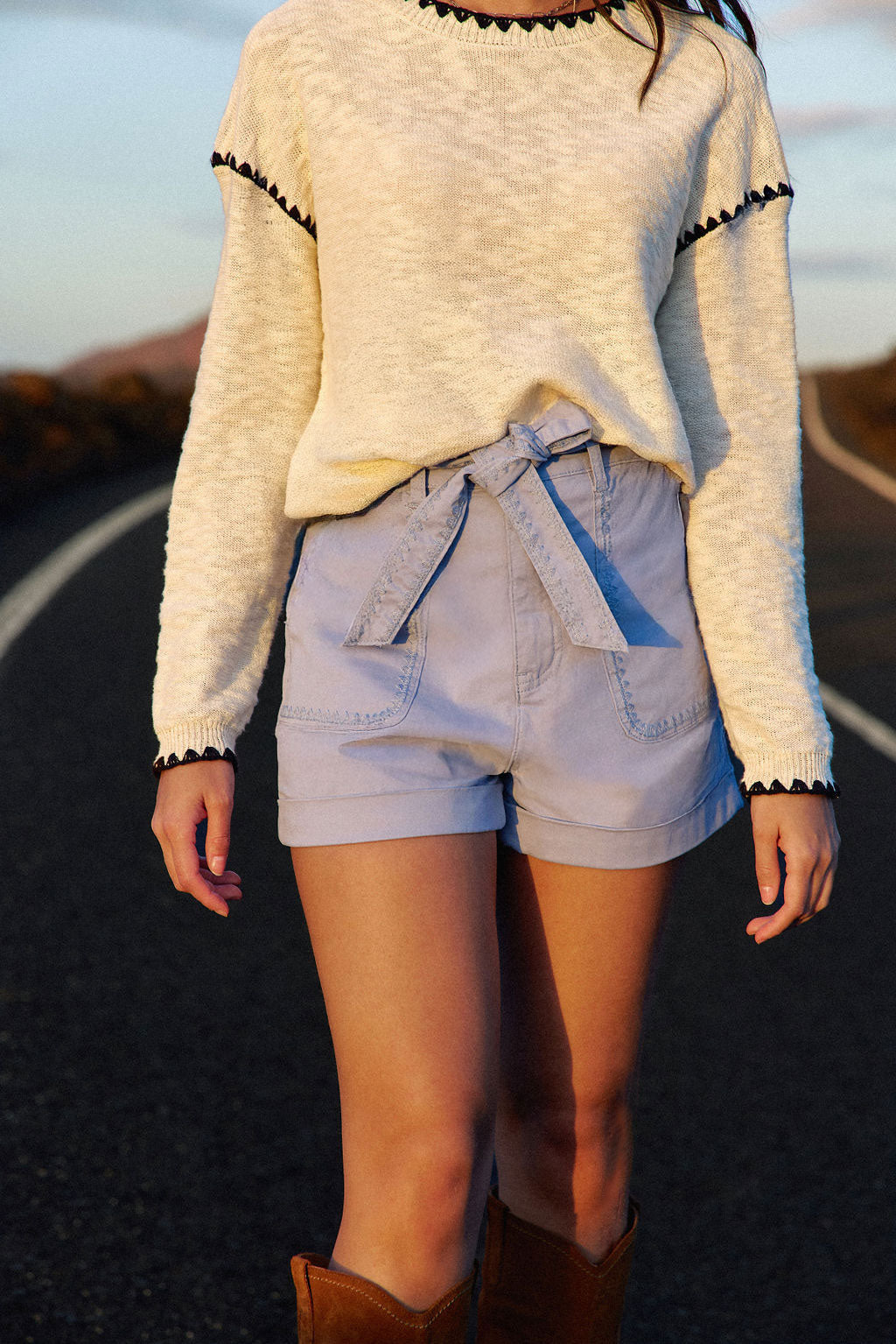 Blue high-waisted shorts - Soeli