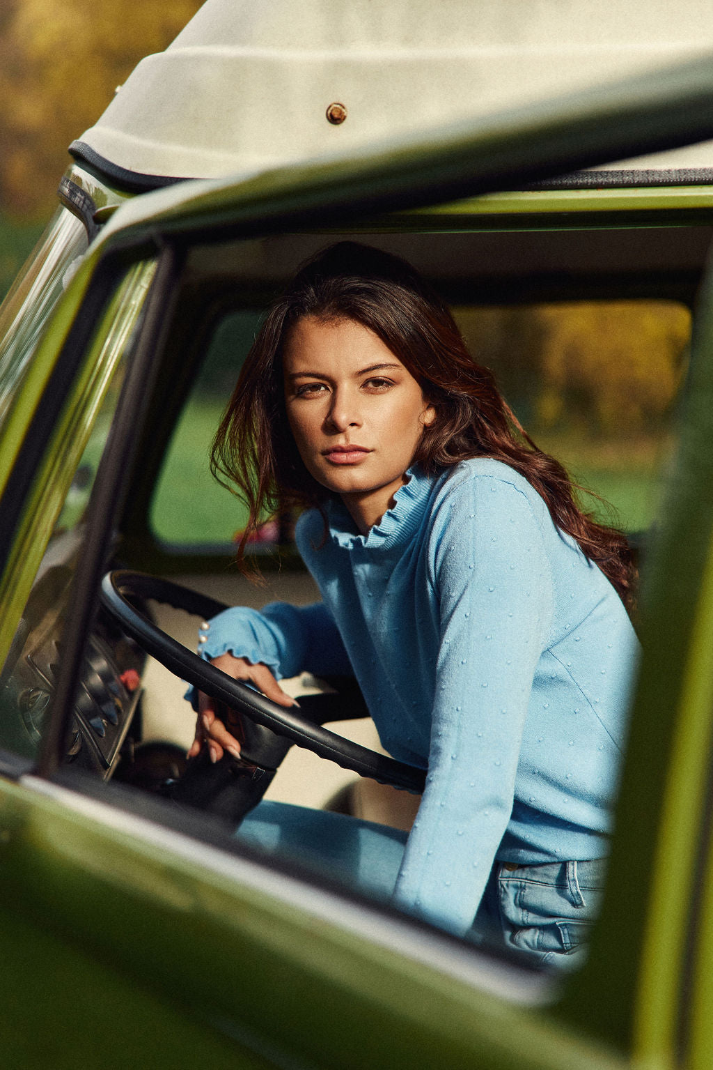 Sky blue high neck sweater - Solferinos