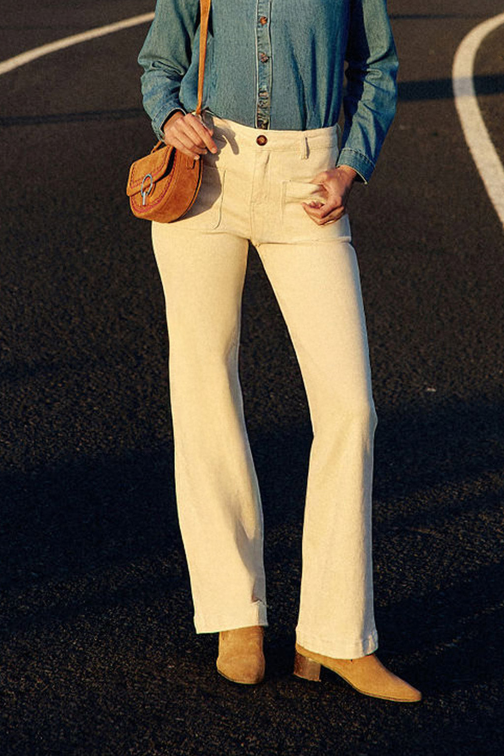 Jean flare beige clair - Sonny