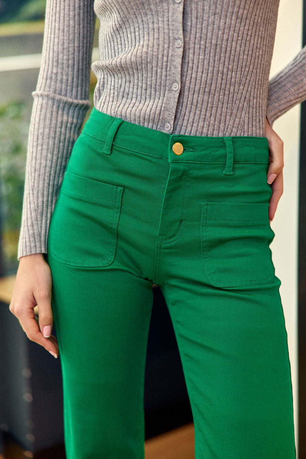 Green flared jeans - Sonny
