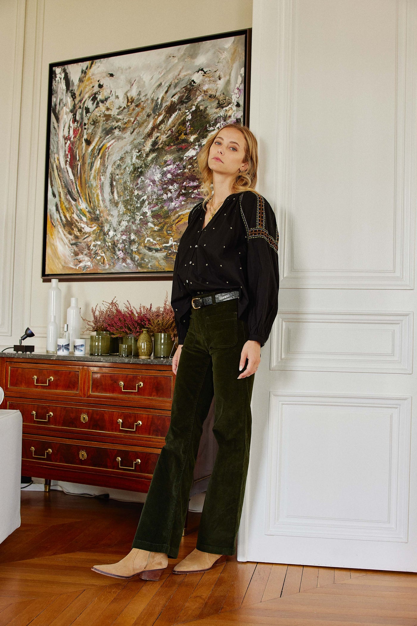 Pants Sonny Velours - Vert Fonce