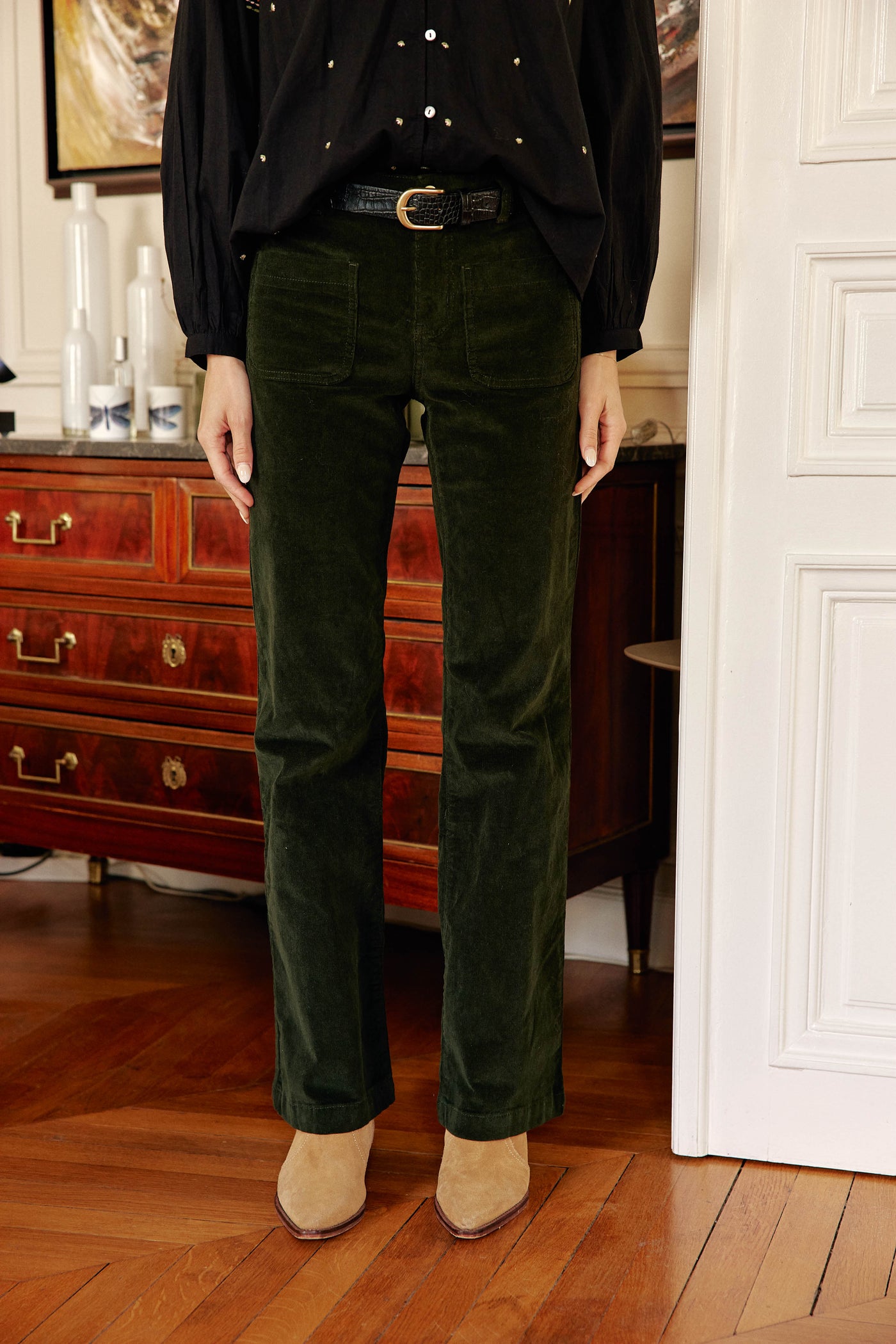 Pants Sonny Velours - Vert Fonce