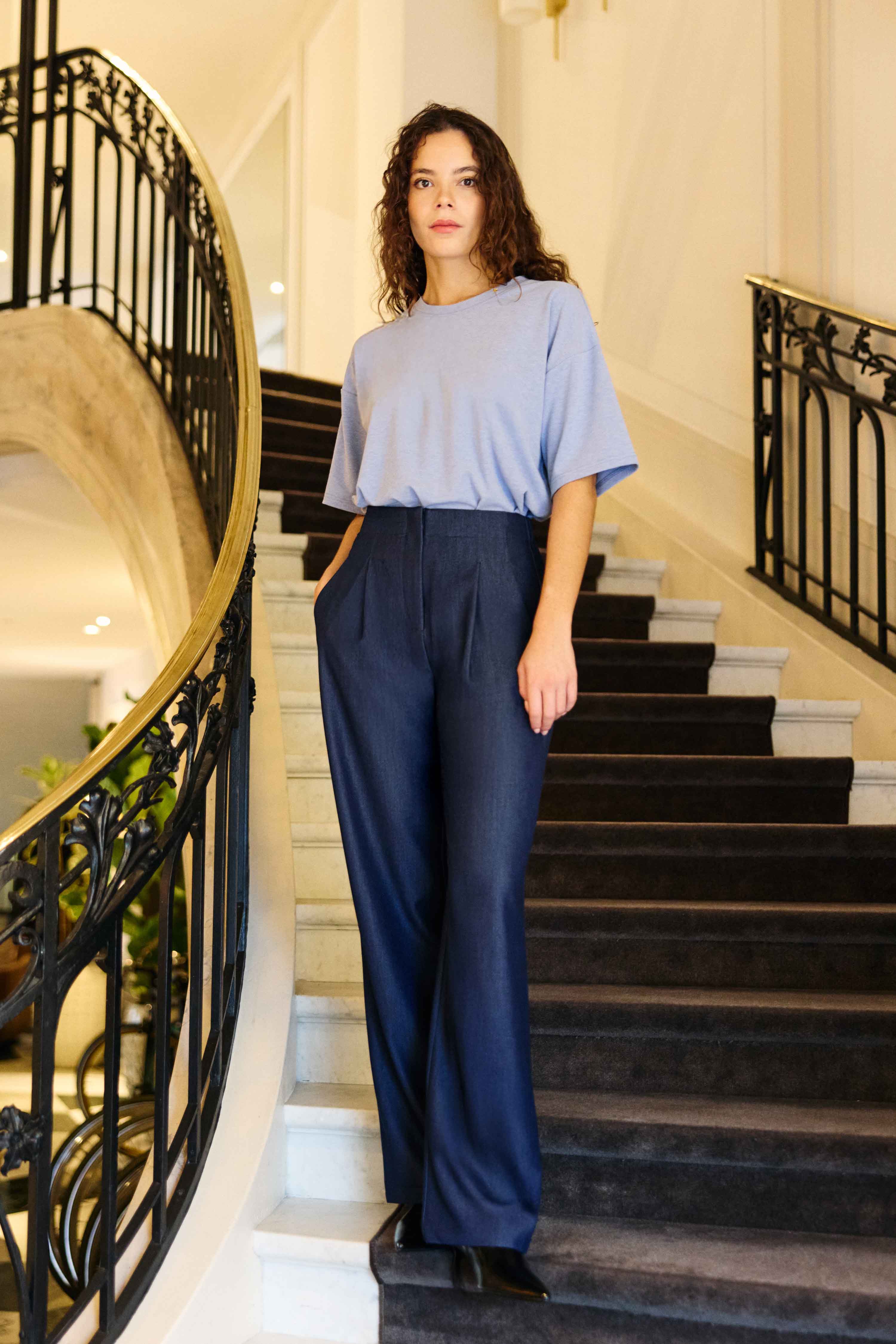 T-shirt maille bleu - Tais