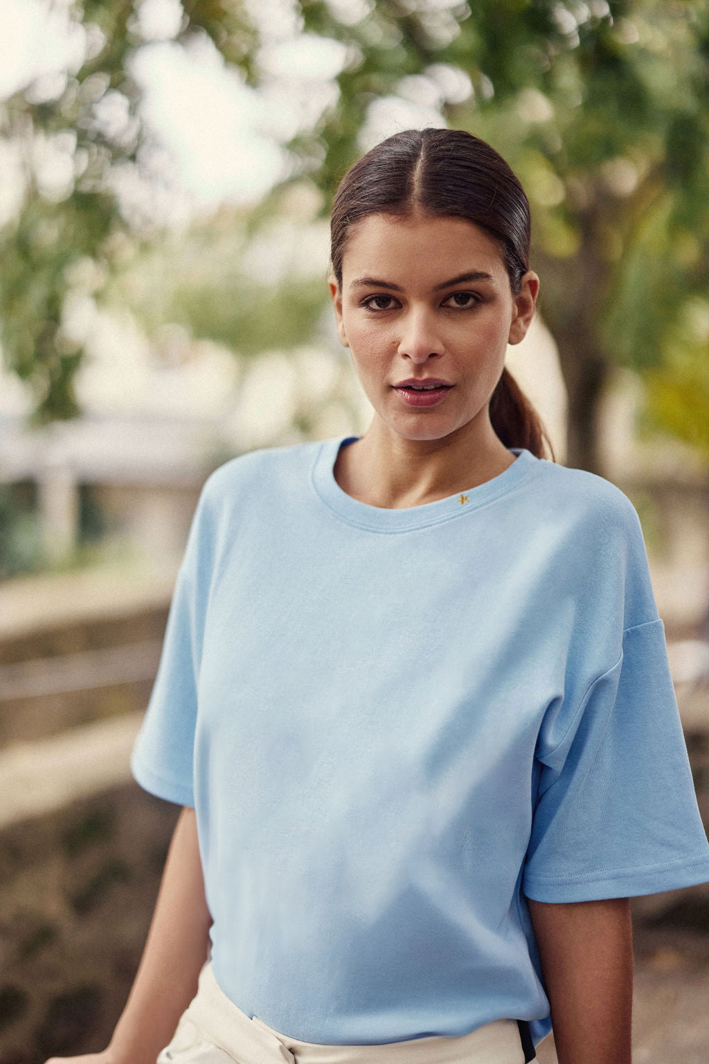 Sky blue short-sleeved sweatshirt - Tais