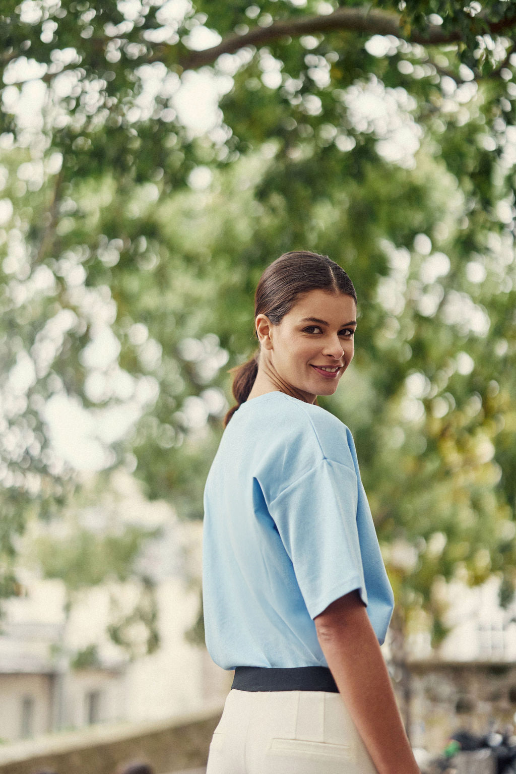 Sky blue short-sleeved sweatshirt - Tais