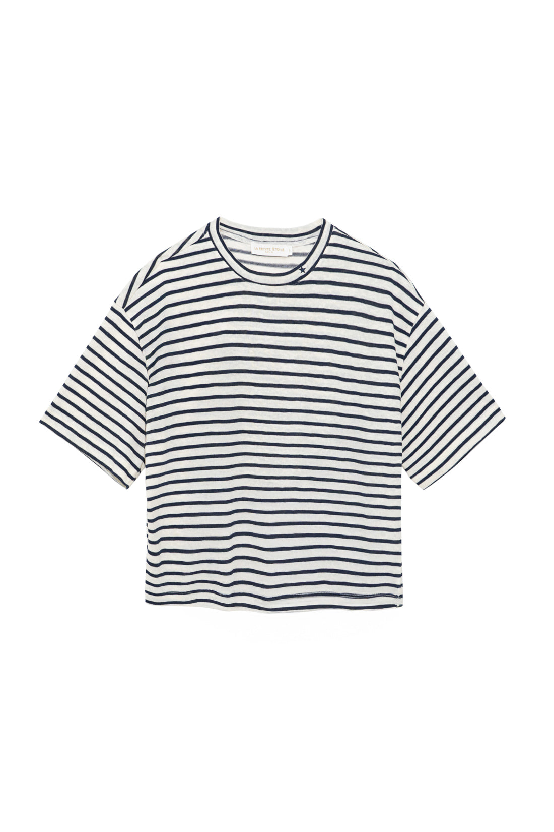 Sweat-shirt manches courtes écru/marine - Tais