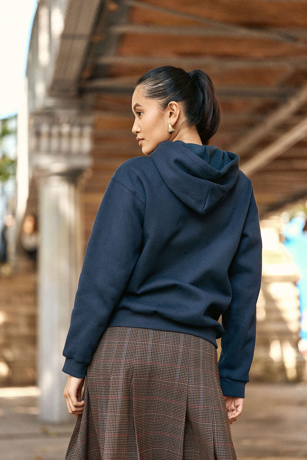 Sweat-shirt à capuche marine - Tamara