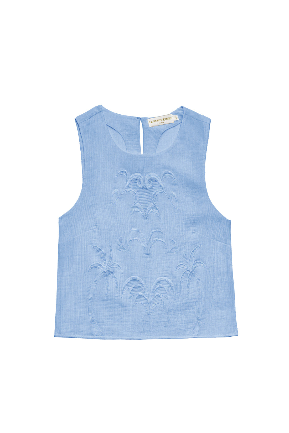 Sky blue embroidered sleeveless top - Tammy