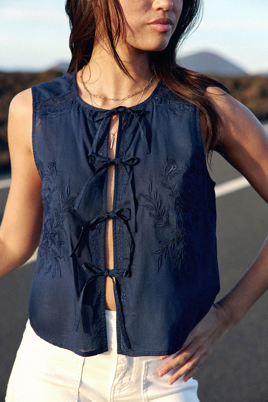 Navy sleeveless top - Tery