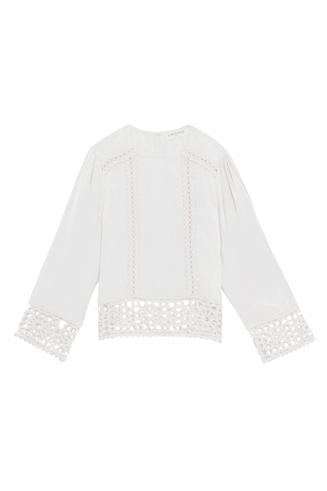 White crochet straight blouse - Tevy