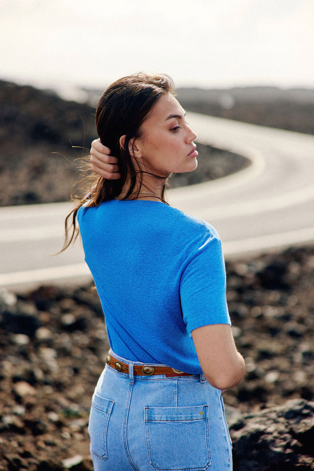 Blue V-neck T-shirt - Thana