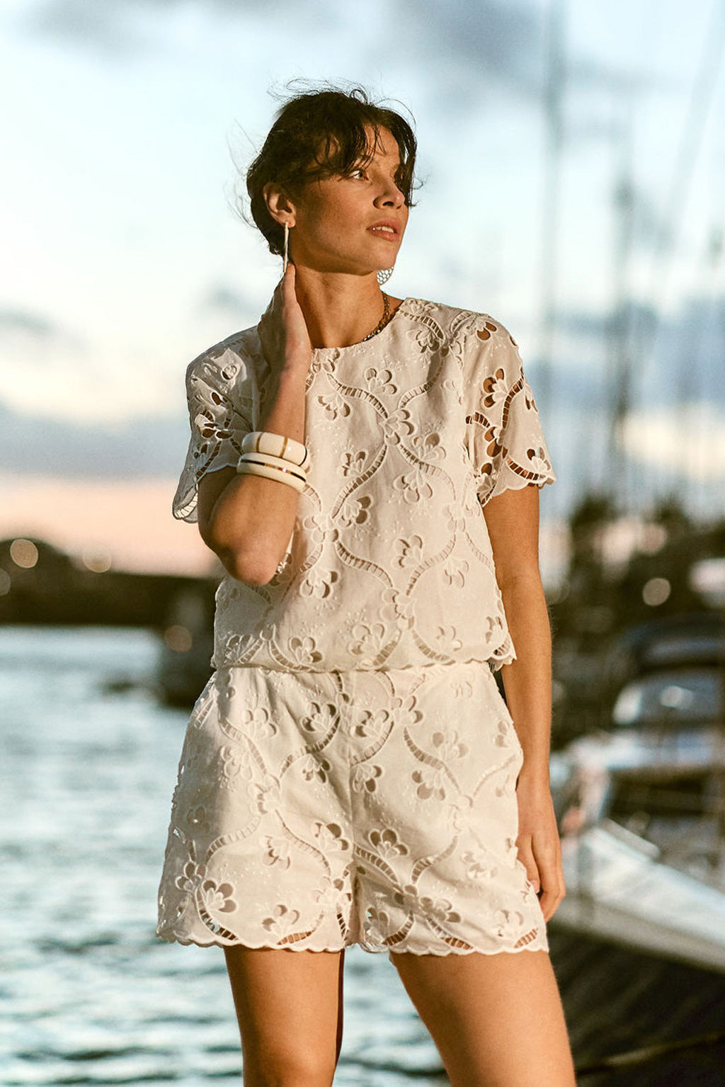 White openwork crop top - Thelma
