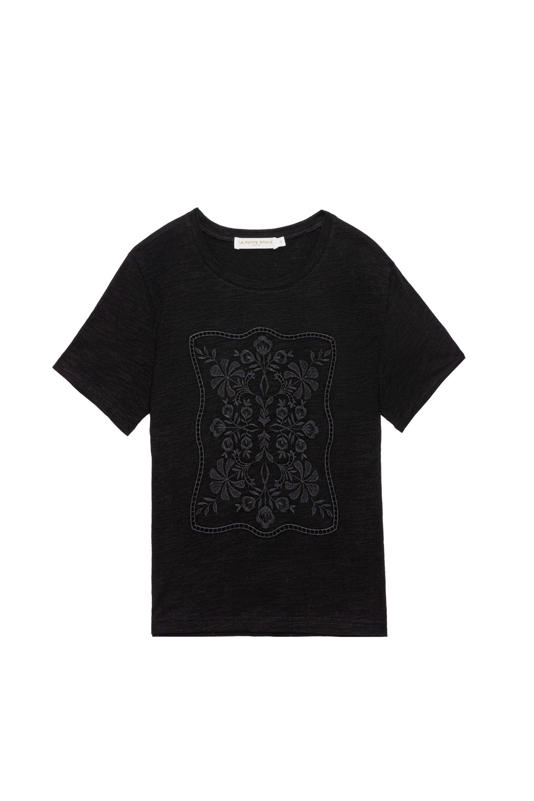 Black embroidered t-shirt - Thessa
