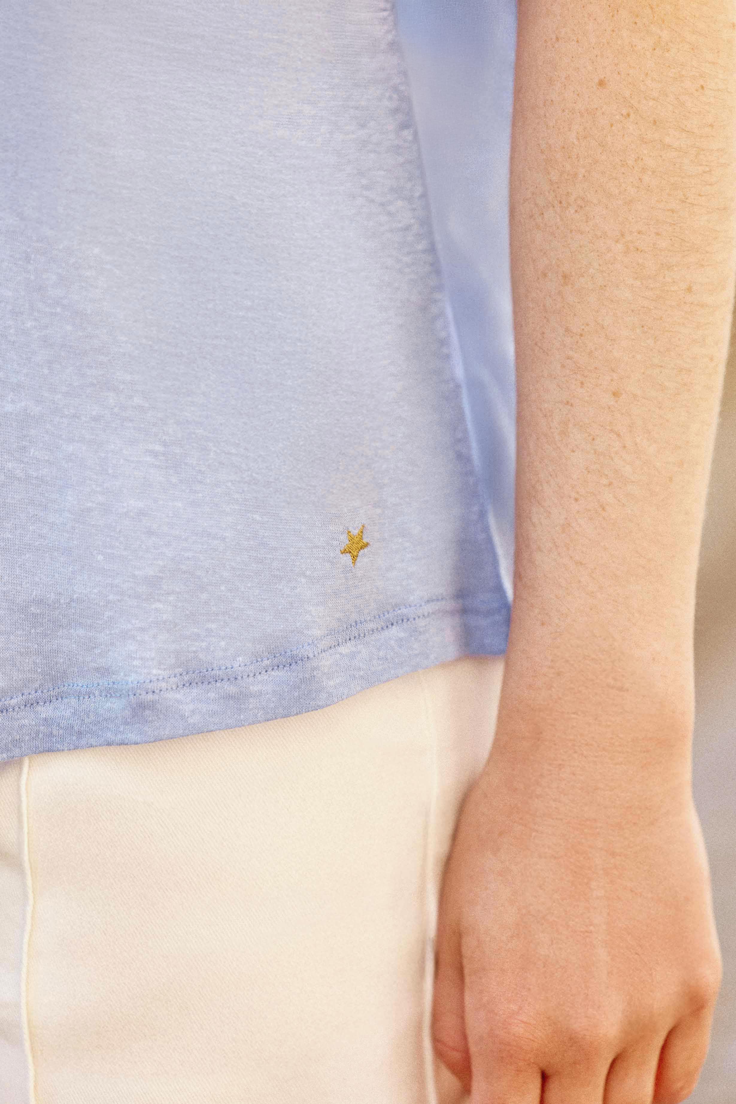 Sky blue round-neck T-shirt - Tia