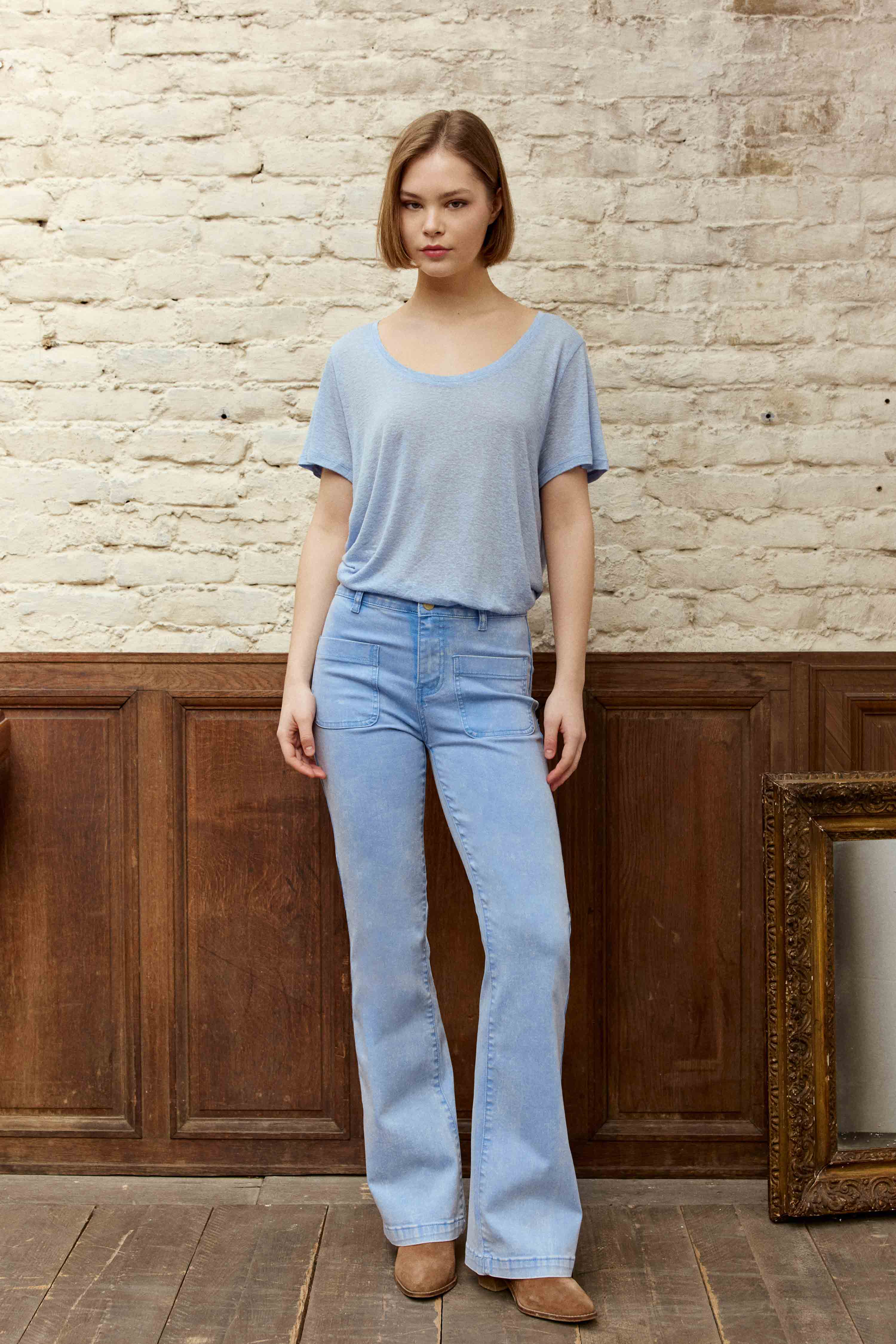 Tia - T-shirt bleu ciel