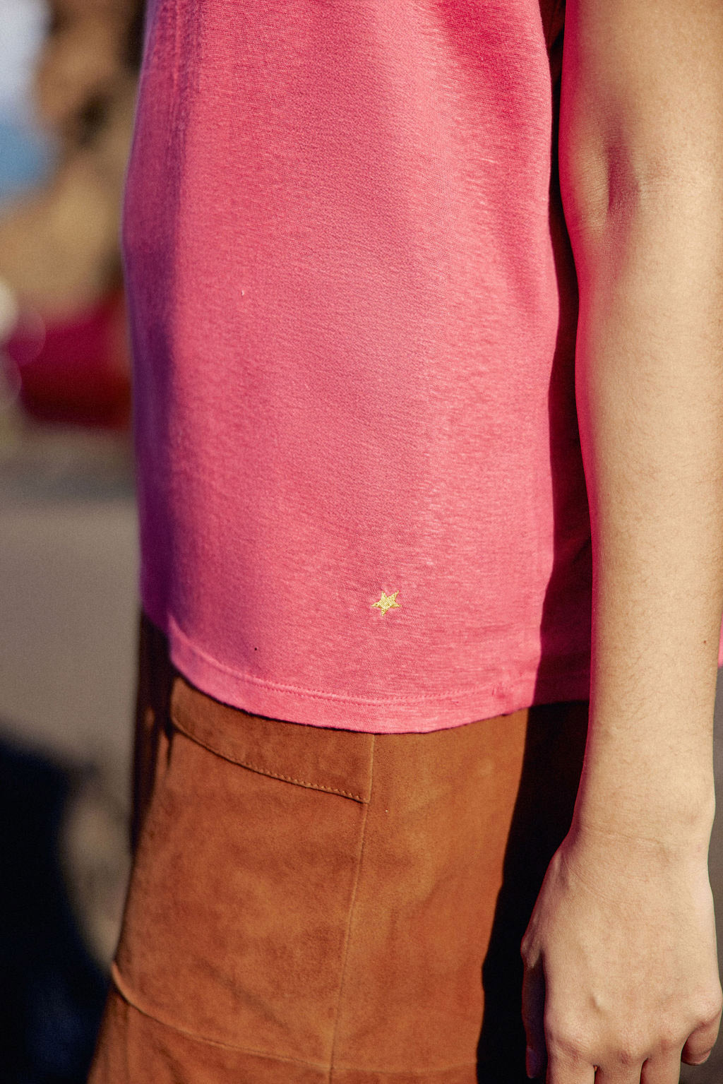 T-shirt col rond rose - Tia