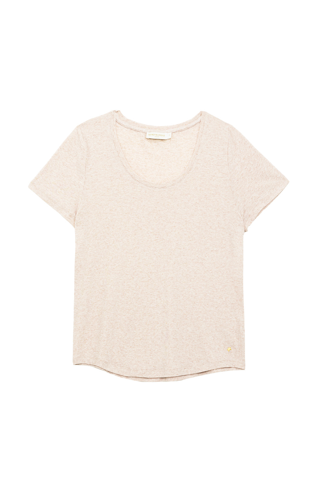 T-shirt col rond chiné beige - Tia