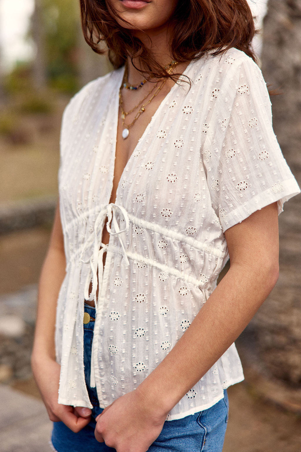 Ecru embroidered top - Tiara