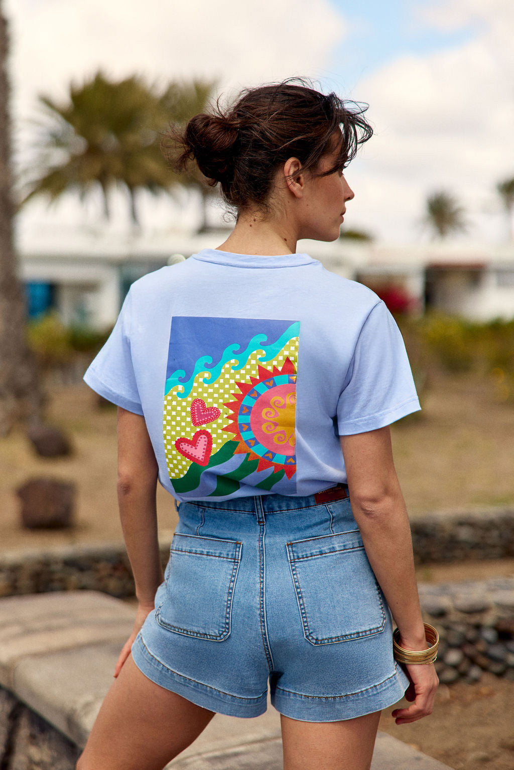 Blue screen-printed T-shirt - Tick