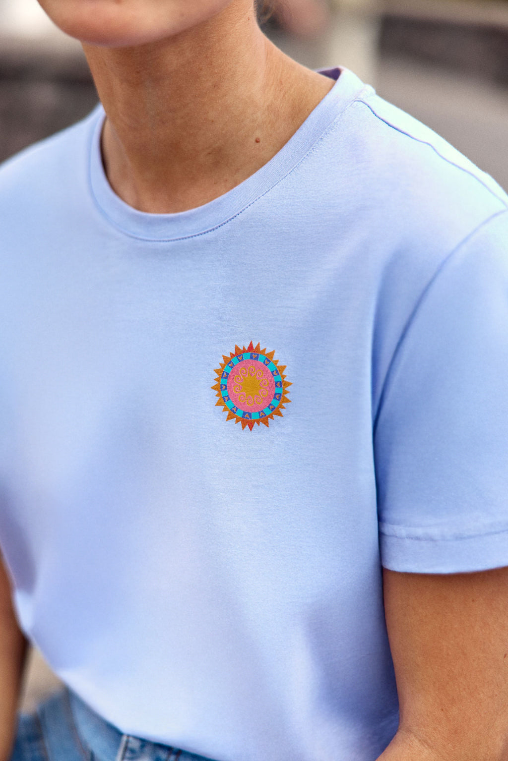 Blue screen-printed T-shirt - Tick