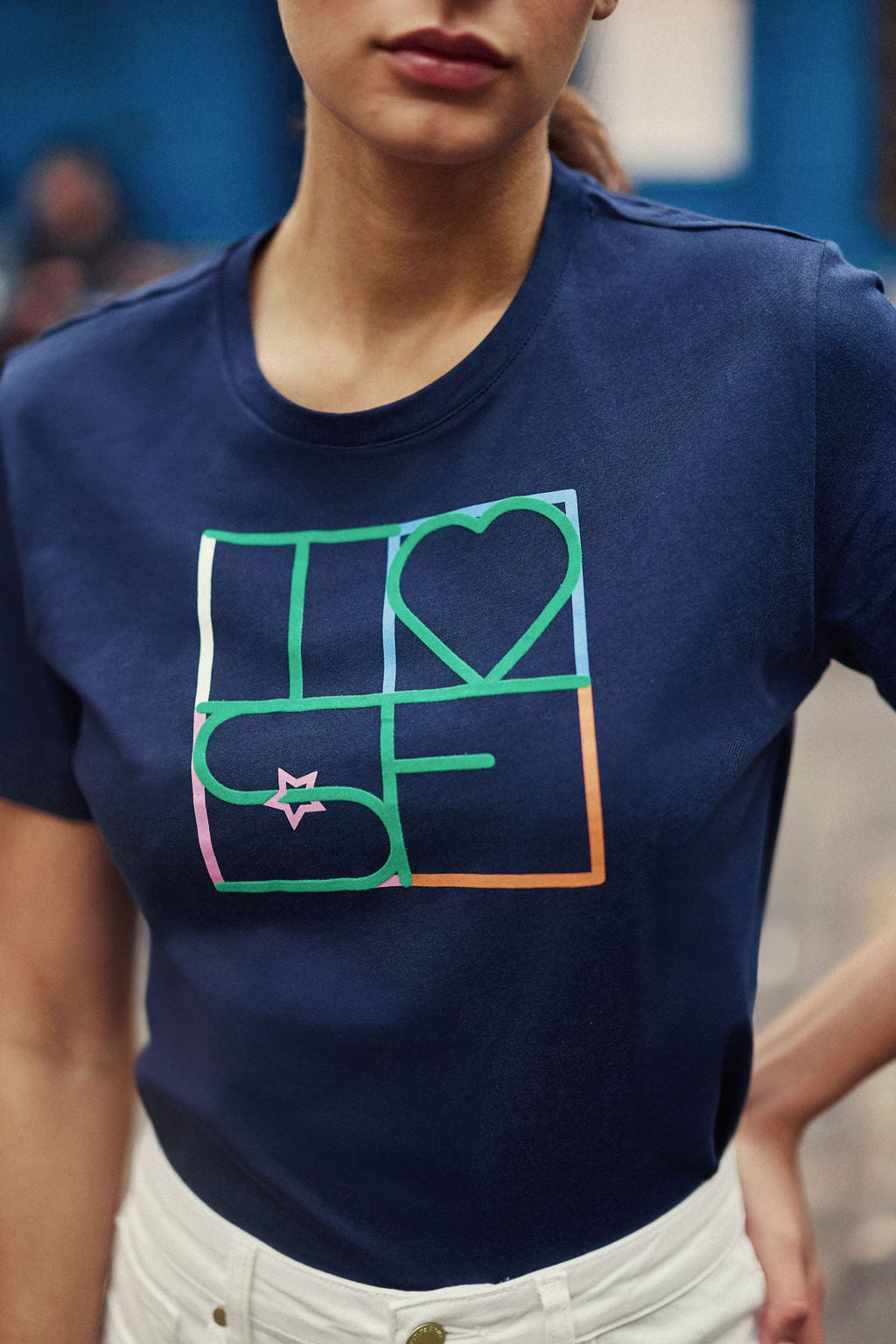 Navy round-neck t-shirt - Tilove