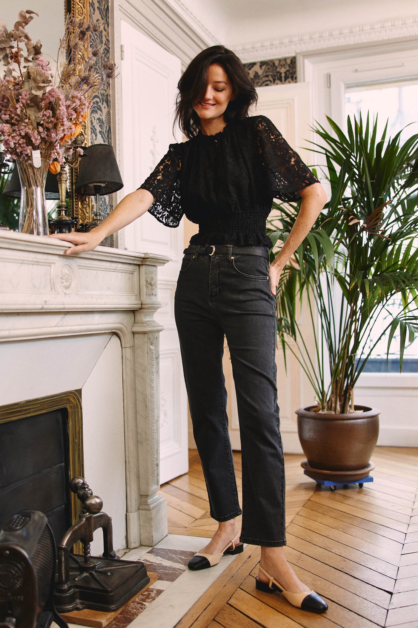 Thin crocodile-style belt Tyron - Noir