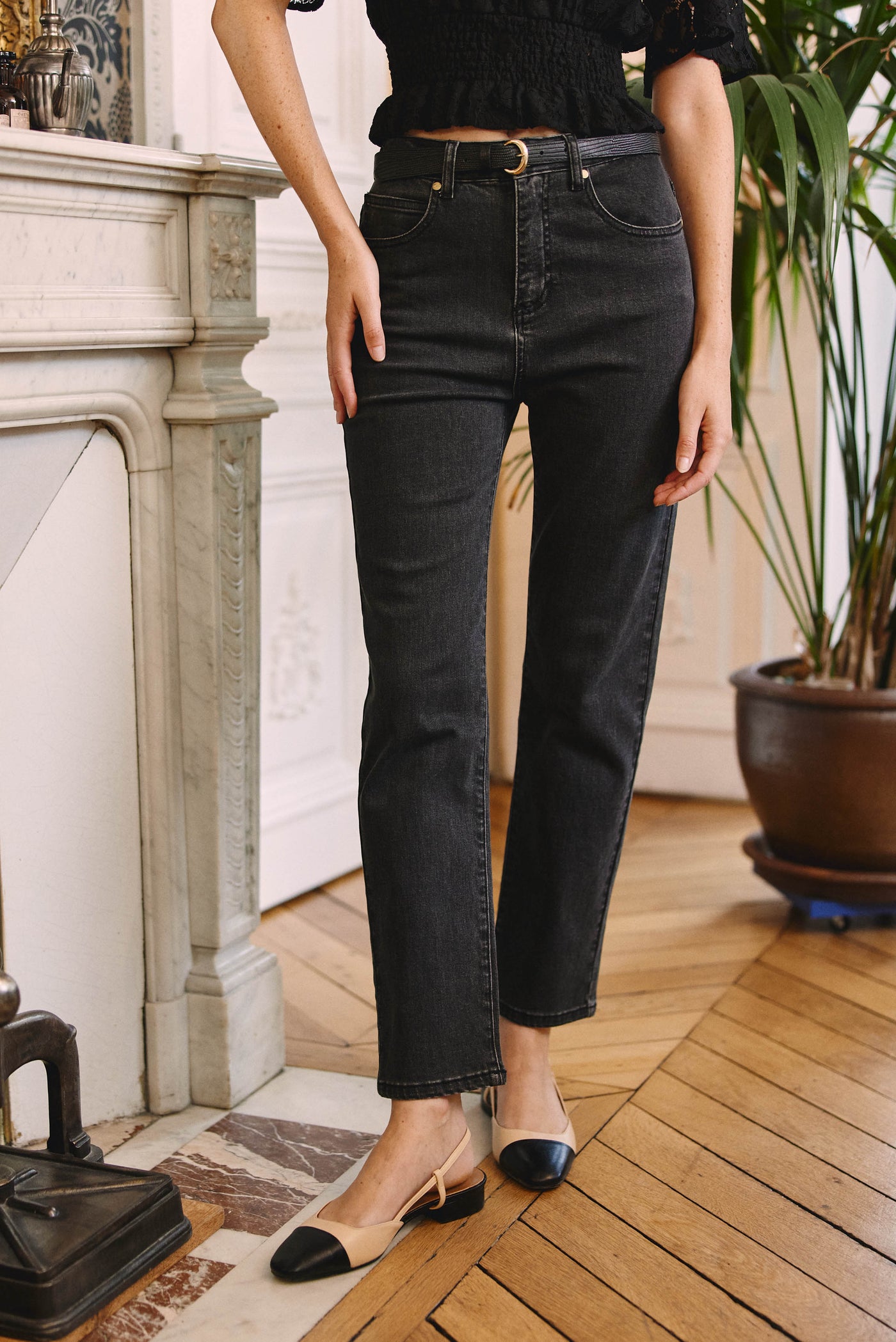 Thin crocodile-style belt Tyron - Noir