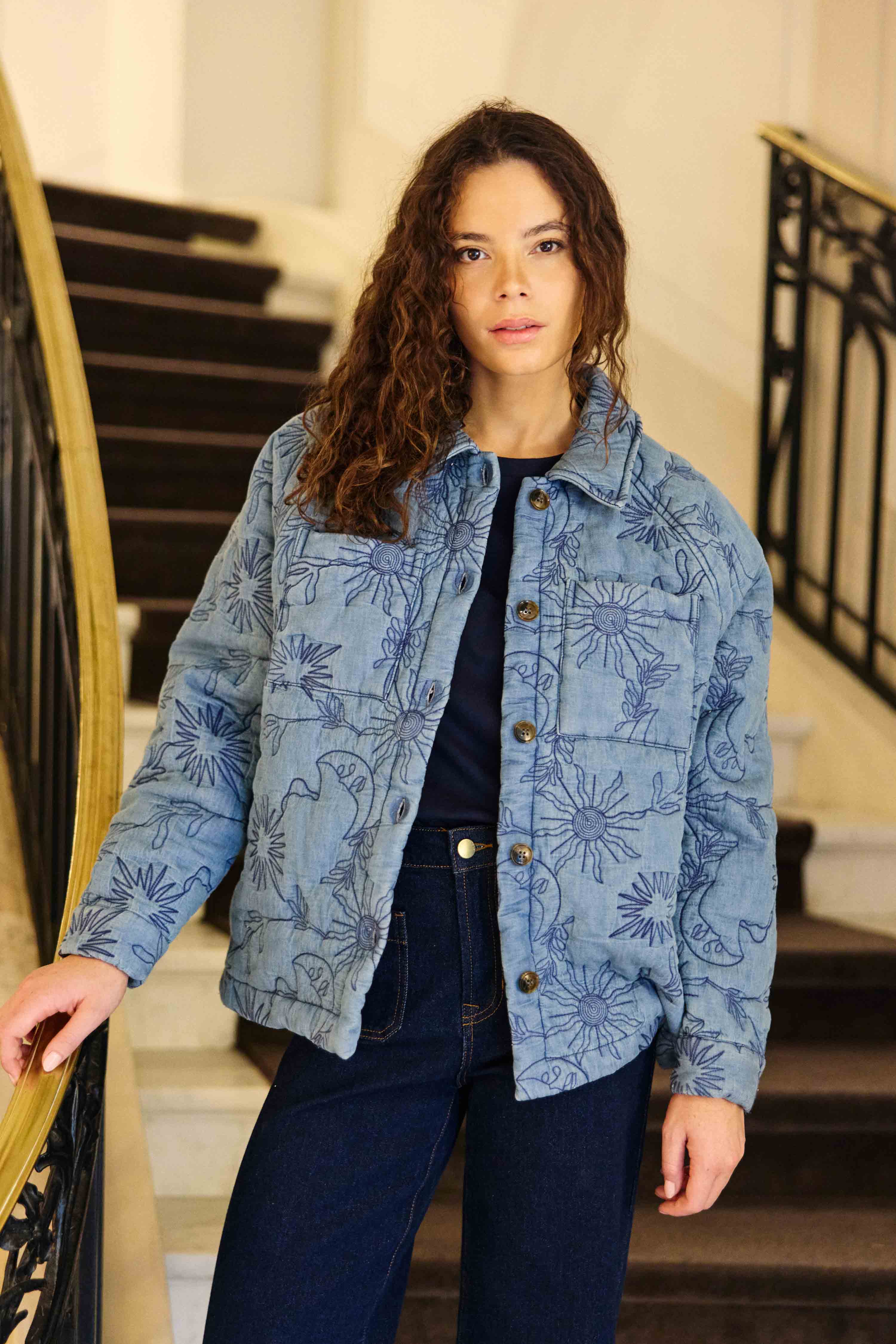 Veste matelassée brodée wash - Vanda